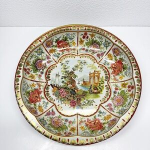 Vintage 1971 70s Daher Decorated Ware Floral Enamel Tin Metal Bowl England